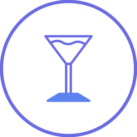 A minimalist cocktail glass icon featuring a purple outline and a simple, elegant design, perfect for bar or party promotions.のイラスト素材
