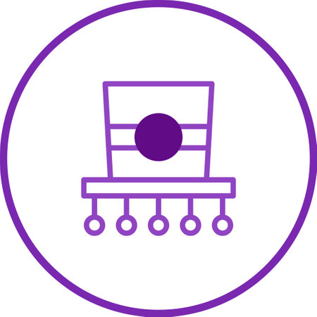 Minimalist purple icon featuring a stylized object enclosed in a circle. Simple design suitable for web or mobile applications.のイラスト素材