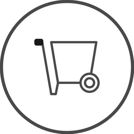 A clean, minimalist icon of a shopping cart inside a circle, perfect for web design or digital applications.  This illustration represents online shopping and e-commerce.のイラスト素材