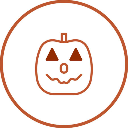A minimalist line art illustration of a playful pumpkin face for Halloween. Perfect for seasonal graphics, icons, and decorations.のイラスト素材