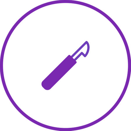 A minimalist illustration of a medical scalpel, perfect for healthcare and surgical themes. Features clean lines and a modern aesthetic.のイラスト素材