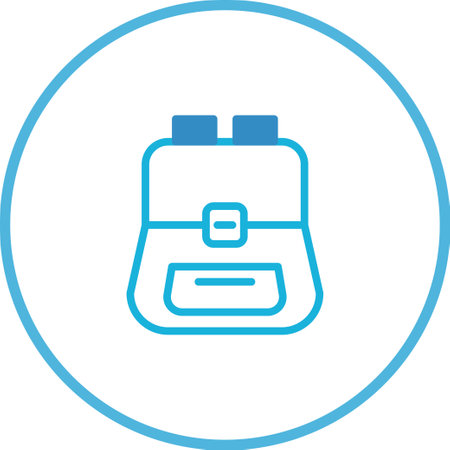 A minimalist backpack icon featuring a clean, line-art design. Perfect for websites, apps, and graphic projects related to travel, education, or outdoor activities.のイラスト素材