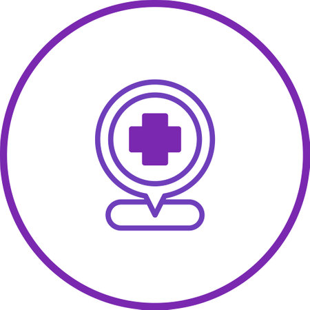 A clear and simple icon representing a medical location, perfect for maps, apps, and healthcare materials. Symbolizes health services and emergency facilities.のイラスト素材