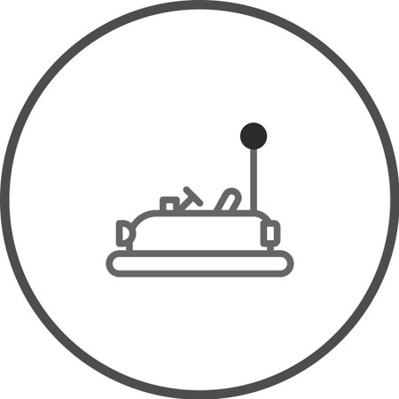 A simple and clean line art illustration of a bumper car icon, perfect for representing amusement parks, recreation, and fun activities. Ideal for graphic design projects.のイラスト素材