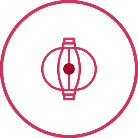 A minimalist illustration of a red Chinese lantern, perfect for adding a touch of oriental charm to your designs. Ideal for lunar new year celebrations.のイラスト素材