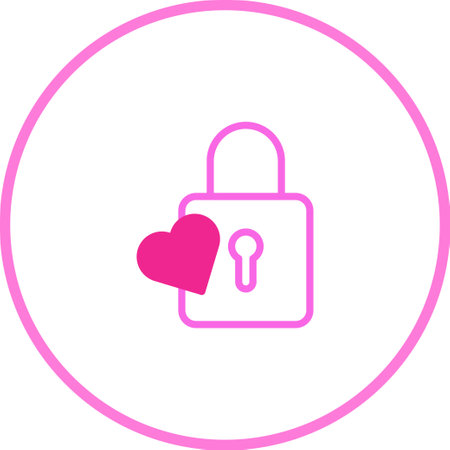 A minimalist vector illustration of a pink heart lock icon, symbolizing love, security, and romantic protection. Perfect for Valentine's Day and relationship themes.のイラスト素材