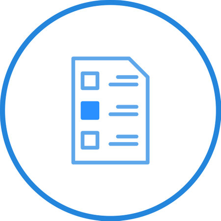 A minimalist checklist icon in blue, perfect for representing tasks, surveys, or to-do lists in a clean and modern design.のイラスト素材