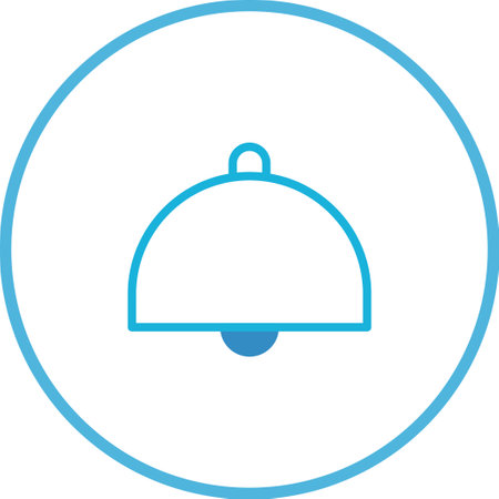 A minimalist bell icon enclosed in a circle, representing notifications, alerts, or reminders. Its clean lines and modern design make it ideal for user interfaces.のイラスト素材