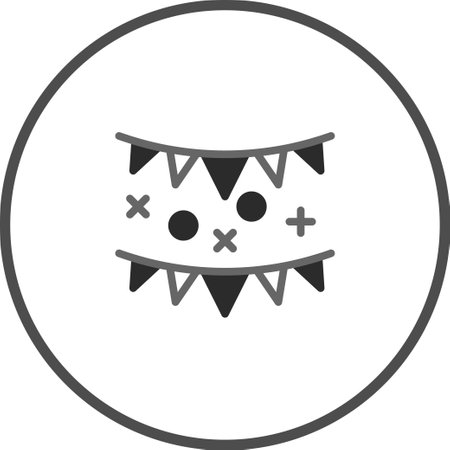 Festive celebration banner icon featuring garlands and confetti, perfect for adding a touch of joy and fun to any design.のイラスト素材