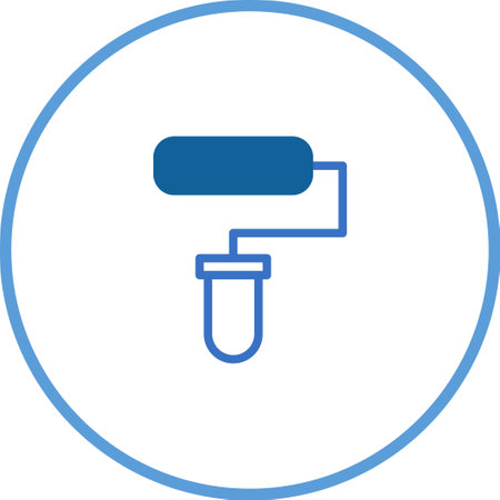 Stylized paint roller icon design for renovation, construction, and decoration projects. Perfect for illustrating painting, home improvement, and DIY concepts in a clean and modern style.のイラスト素材
