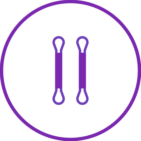 This minimalist art showcases two purple cotton swabs inside of a purple circle outline. It is a simple but elegant design.のイラスト素材