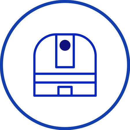 Simple blue observatory icon in a circle, symbolizing astronomical research. The design is minimalistic and modern, conveying science, exploration, and discovery.のイラスト素材
