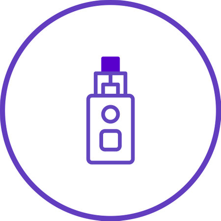 Electronic cigarette vector icon in outline style isolated on white background. Modern vaping device for nicotine delivery and alternative to traditional smoking.のイラスト素材