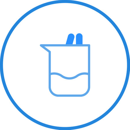 A simple illustration of a beaker with liquid inside, depicted with a clean outline style, perfect for use in scientific or educational contexts.のイラスト素材