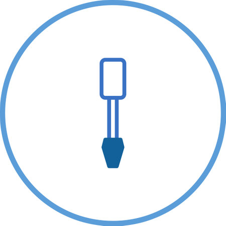 A blue screwdriver illustration, set within a circle, represents repair, maintenance, and construction services. Perfect for conveying technical support or hardware solutions.のイラスト素材