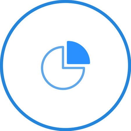 Pie chart graphic with highlighted segment, perfect for data visualization in business, finance, or marketing presentations. Illustrates percentages, comparisons, and growth.のイラスト素材