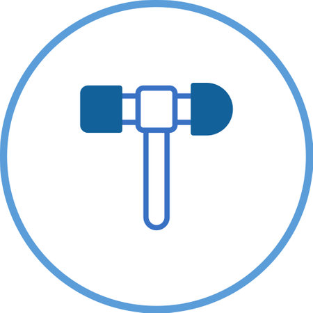 A minimalistic blue neurological hammer symbol is presented, ideal for medical websites or healthcare design.のイラスト素材