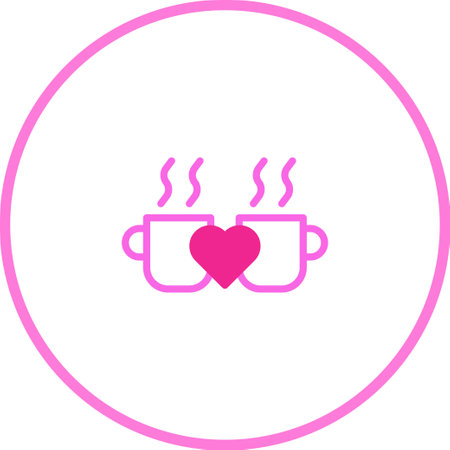 A romantic illustration featuring two coffee cups with a heart symbolizing love. Ideal for Valentine's Day or any affectionate occasion.のイラスト素材