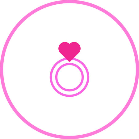 A charming, minimalistic illustration of a pink ring with a heart. Perfect for wedding, Valentine's Day, or any love-themed designs.のイラスト素材
