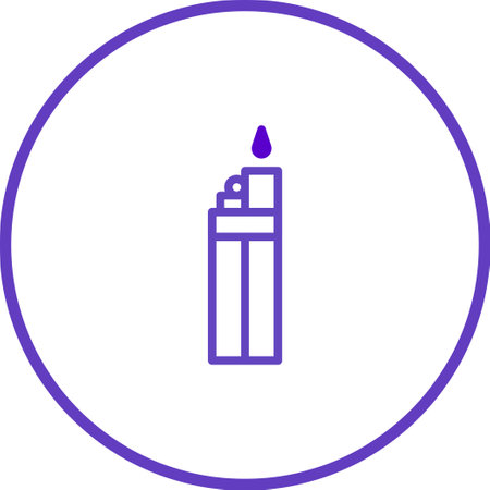 A simple, clean vector illustration showcases a lighter with a flame. The minimalistic design stands out against a white background.のイラスト素材