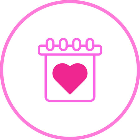 A minimalist pink heart calendar icon, symbolizing love, important dates and the Valentine's Day, perfect for designs related to events.のイラスト素材