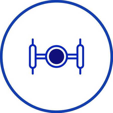 A crisp and clean vector graphic displaying a balanced tech icon with circular and linear elements. Perfect for technological and design themes.のイラスト素材