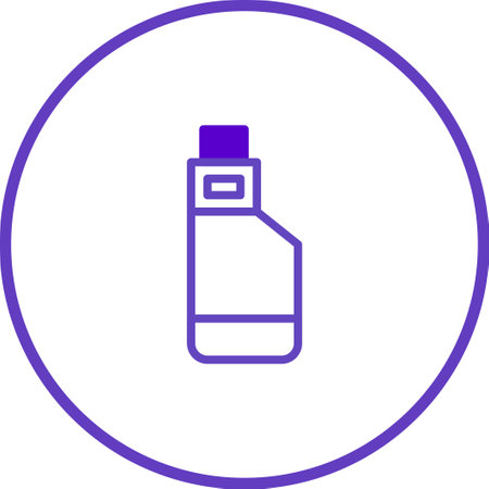 A simple line art illustration of an e-cigarette or vape device, inside a circular frame, on a white background, indicating modern technology, lifestyle and potential health implications.のイラスト素材