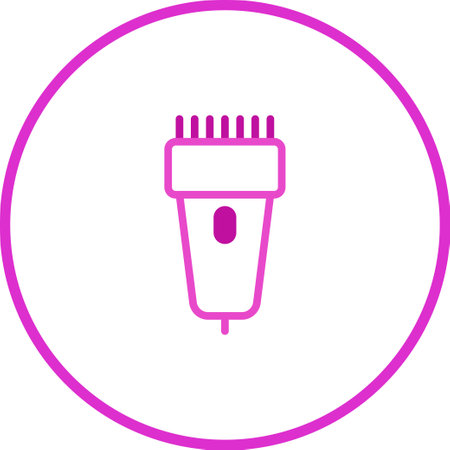 A minimalist vector illustration of a hair clipper, depicted in a pink outline. The design is clean and modern, set against a white background, perfect for beauty or hygiene concepts.のイラスト素材