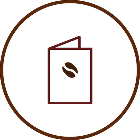 A minimalist design illustration showcasing a brown coffee bean brochure within a circular frame, perfect for coffee shop promotions.のイラスト素材