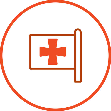 A vector illustration of a first aid flag for medical and healthcare concepts. It can be used for various healthcare related designs.のイラスト素材