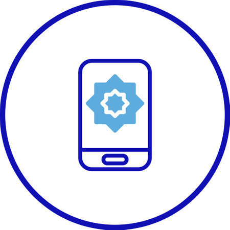 A clean and modern mobile app icon featuring a stylized islamic star. Suitable for various technology and cultural applications.のイラスト素材