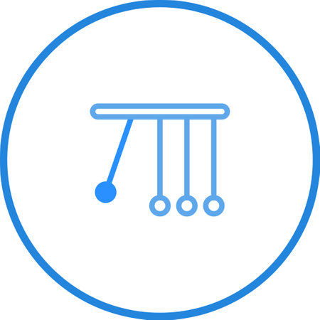 A simple vector illustration showcases Newton's cradle, a classic demonstration of momentum and energy conservation in physics.のイラスト素材