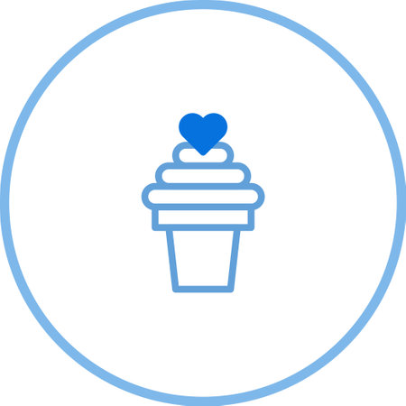Illustration of a dessert icon with a heart on top. Can be used for valentine's day or any other...