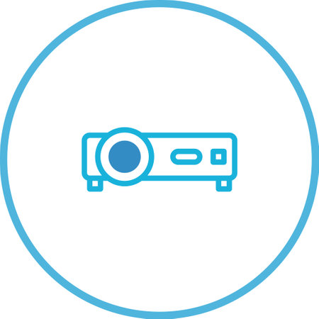 A simple and clean icon of a projector, perfect for presentations, websites, or any technology-related project. Its minimalist design ensures versatility and easy integration.のイラスト素材