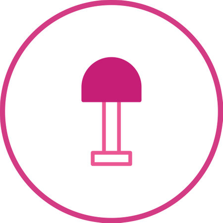 A simple pink mushroom icon design for graphic and web purposes is presented in a flat, minimalist style. This vector illustration offers a clean, modern symbol suitable for a range of applications.のイラスト素材