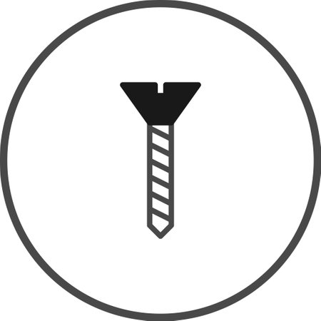 A minimalist icon depicting a screw inside a circular frame. The simple design is suitable for representing hardware, construction, or DIY themes.のイラスト素材