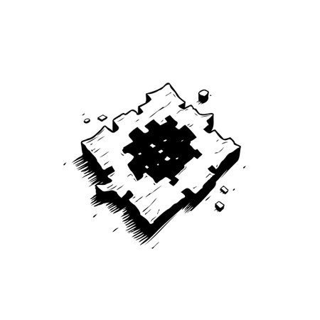 A striking abstract isometric design features a geometric black and white composition, inviting visual exploration and artistic intrigue with its unique form.のイラスト素材
