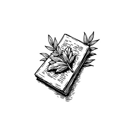 An elegant, vintage-style illustration of a book adorned with botanical elements, perfect for representing literature, knowledge, and the beauty of nature.のイラスト素材