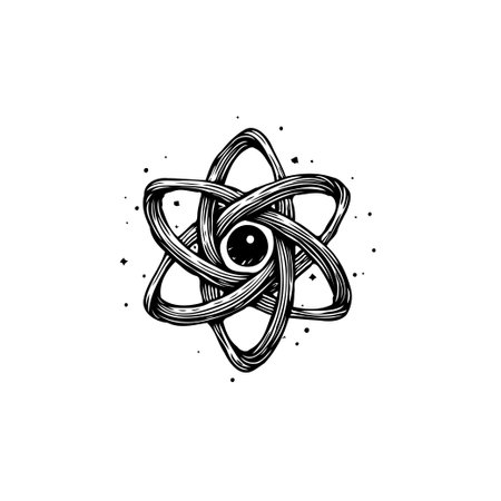 An abstract and eye-catching vector design featuring an intertwined knot with a central eye, creating a mystical and intriguing visual. Perfect for projects related to esotericism, spirituality, or unique graphic elements.のイラスト素材