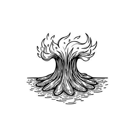 A stylized illustration depicts a water fountain, rendered with sketching techniques, displaying artistic flair. The fountain's water flows with elegance.のイラスト素材