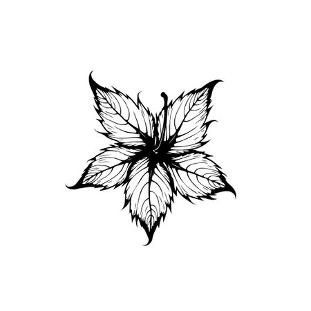 A detailed black and white floral illustration, perfect for botanical designs, artistic projects, and nature-themed artwork. The intricate linework captures the beauty of floral elements.のイラスト素材