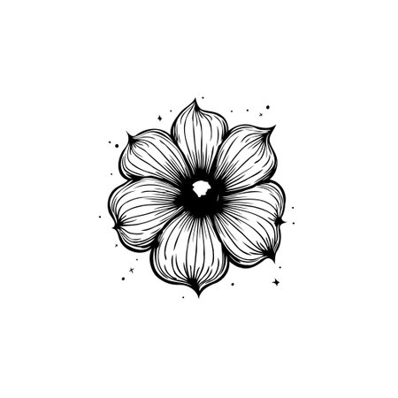 A stunning illustration featuring a blooming flower with detailed line work, blending natural beauty with artistic elegance, perfect for creative projects.のイラスト素材