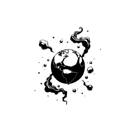 A conceptual illustration of earth showcasing environmental pollution, destruction, and impending threat. The image represents global warming, climate change, and ecological crisisのイラスト素材