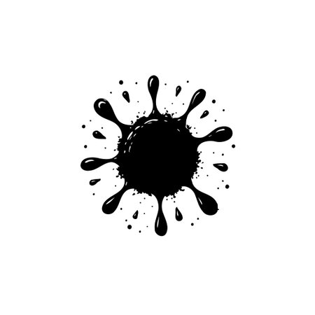 Abstract black ink blot on a white background. Vector illustration of a splatter effect. Suitable for creative design and graphic arts.のイラスト素材
