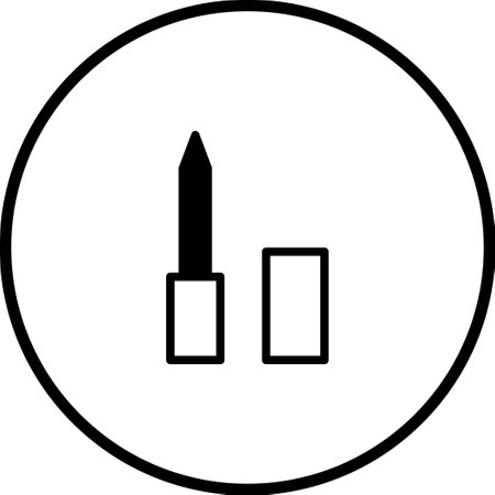 A minimalist icon featuring a lipstick and its cap, rendered in a simple black and white design. It is perfect for beauty and fashion projects.のイラスト素材