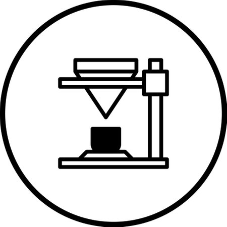 A simple, minimalist illustration of a 3D printer. The design conveys modern technology and innovation, hinting at automated manufacturing processes and digital fabrication.のイラスト素材