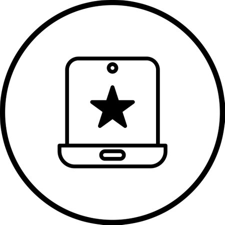 A minimalist icon of a mobile device with a star on its screen, suggesting a rating or favorite feature within an app.のイラスト素材