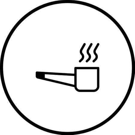 A simple and elegant icon of a smoking pipe, featuring clean lines and a minimalist design. Encapsulated within a circle, this image evokes relaxation, tradition, and refined taste.のイラスト素材