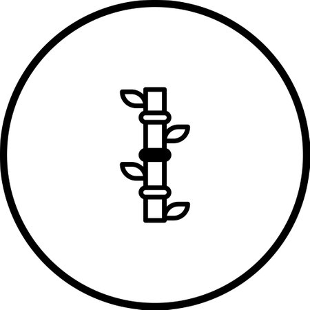A minimalist black and white vector illustration of a bamboo stalk inside a circle, symbolizing growth, nature, and resilience. Clean and simple design.のイラスト素材