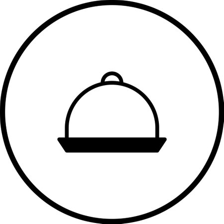 A minimalistic image of a food dome inside a circle. Ideal for representing restaurants, catering services, or culinary events in a simple, elegant way.のイラスト素材